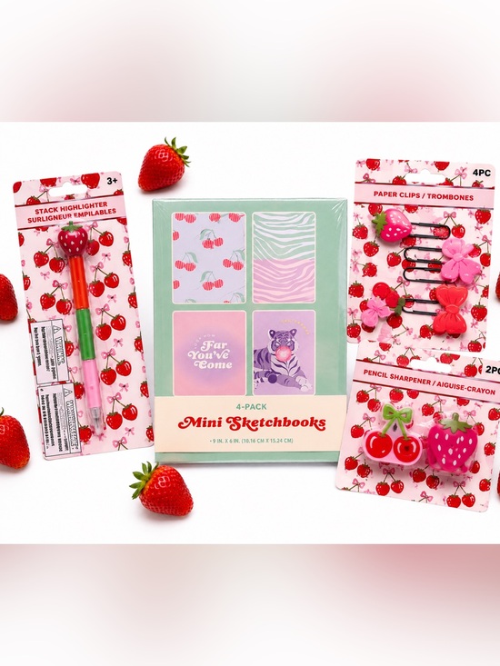 Other - Strawberry Stationery Gift Set - Mini Sketchbooks & Accessories